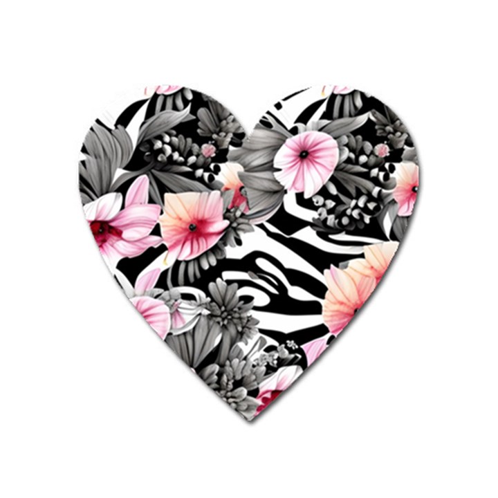 brilliantly hued watercolor flowers in a botanical Heart Magnet