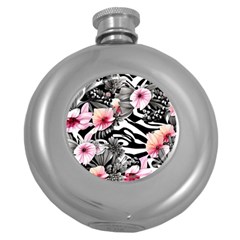 Brilliantly Hued Watercolor Flowers In A Botanical Round Hip Flask (5 Oz) by GardenOfOphir