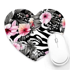 Brilliantly Hued Watercolor Flowers In A Botanical Heart Mousepad by GardenOfOphir