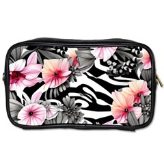 Brilliantly Hued Watercolor Flowers In A Botanical Toiletries Bag (one Side) by GardenOfOphir