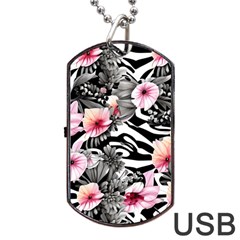 Brilliantly Hued Watercolor Flowers In A Botanical Dog Tag Usb Flash (two Sides) by GardenOfOphir