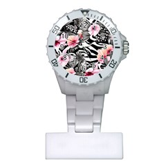 Brilliantly Hued Watercolor Flowers In A Botanical Plastic Nurses Watch by GardenOfOphir