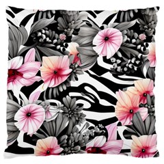 Brilliantly Hued Watercolor Flowers In A Botanical Large Premium Plush Fleece Cushion Case (one Side) by GardenOfOphir