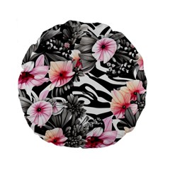 Brilliantly Hued Watercolor Flowers In A Botanical Standard 15  Premium Flano Round Cushions by GardenOfOphir