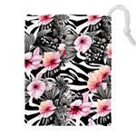 brilliantly hued watercolor flowers in a botanical Drawstring Pouch (4XL) Front