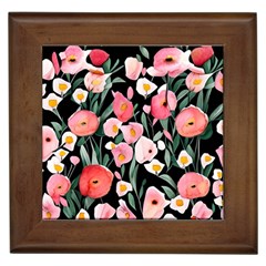 Charming Watercolor Flowers Framed Tile by GardenOfOphir