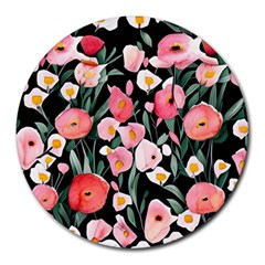 Charming Watercolor Flowers Round Mousepad by GardenOfOphir