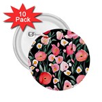 Charming Watercolor Flowers 2.25  Buttons (10 pack)  Front