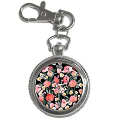 Charming Watercolor Flowers Key Chain Watches by GardenOfOphir