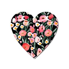 Charming Watercolor Flowers Heart Magnet by GardenOfOphir