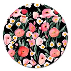 Charming Watercolor Flowers Magnet 5  (round) by GardenOfOphir