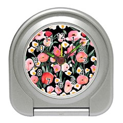 Charming Watercolor Flowers Travel Alarm Clock by GardenOfOphir