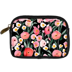 Charming Watercolor Flowers Digital Camera Leather Case by GardenOfOphir