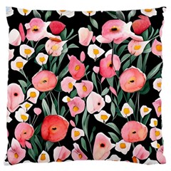 Charming Watercolor Flowers Standard Premium Plush Fleece Cushion Case (one Side) by GardenOfOphir