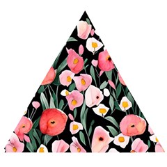 Charming Watercolor Flowers Wooden Puzzle Triangle by GardenOfOphir