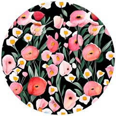 Charming Watercolor Flowers Wooden Puzzle Round by GardenOfOphir