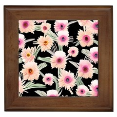 Watercolor Vintage Retro Floral Framed Tile by GardenOfOphir