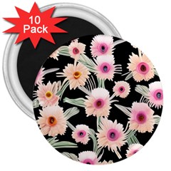 Watercolor Vintage Retro Floral 3  Magnets (10 Pack)  by GardenOfOphir