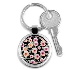 Watercolor Vintage Retro Floral Key Chain (round)