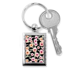 Watercolor Vintage Retro Floral Key Chain (rectangle) by GardenOfOphir