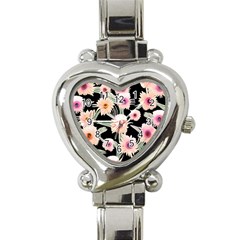 Watercolor Vintage Retro Floral Heart Italian Charm Watch by GardenOfOphir