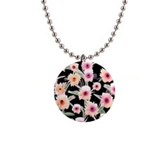 Watercolor Vintage Retro Floral 1  Button Necklace by GardenOfOphir