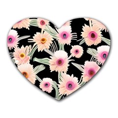 Watercolor Vintage Retro Floral Heart Mousepad by GardenOfOphir