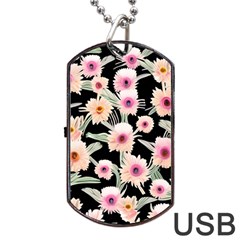 Watercolor Vintage Retro Floral Dog Tag Usb Flash (one Side) by GardenOfOphir