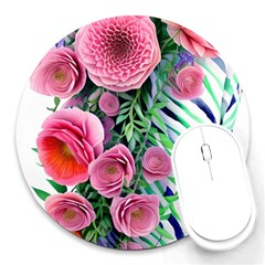 Adorned Watercolor Flowers Round Mousepad by GardenOfOphir