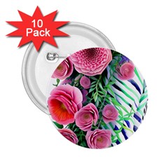 Adorned Watercolor Flowers 2 25  Buttons (10 Pack)  by GardenOfOphir