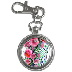 Adorned Watercolor Flowers Key Chain Watches by GardenOfOphir