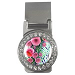 Adorned watercolor flowers Money Clips (CZ)  Front