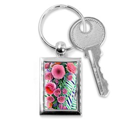 Adorned Watercolor Flowers Key Chain (rectangle) by GardenOfOphir