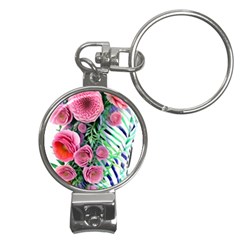 Adorned Watercolor Flowers Nail Clippers Key Chain