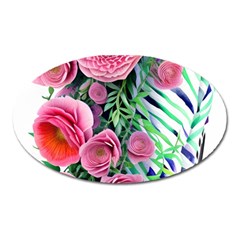 Adorned Watercolor Flowers Oval Magnet by GardenOfOphir