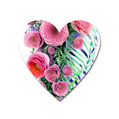 Adorned Watercolor Flowers Heart Magnet by GardenOfOphir