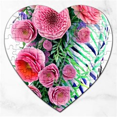 Adorned Watercolor Flowers Jigsaw Puzzle (heart) by GardenOfOphir