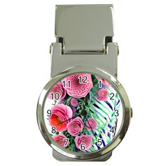 Adorned Watercolor Flowers Money Clip Watches by GardenOfOphir