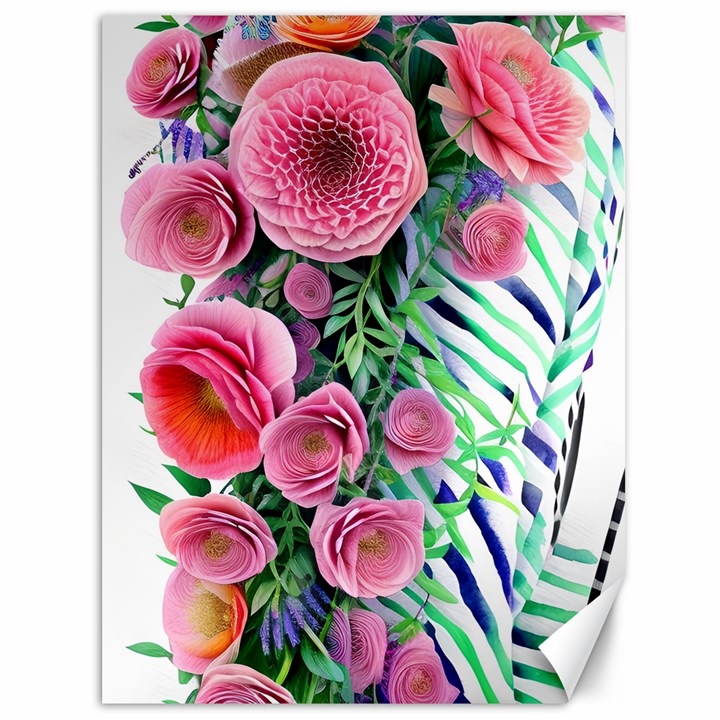 Adorned watercolor flowers Canvas 36  x 48 