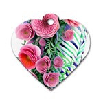 Adorned watercolor flowers Dog Tag Heart (One Side) Front