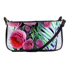 Adorned Watercolor Flowers Shoulder Clutch Bag by GardenOfOphir