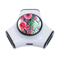 Adorned Watercolor Flowers 3-port Usb Hub by GardenOfOphir