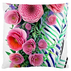 Adorned Watercolor Flowers Large Cushion Case (one Side) by GardenOfOphir