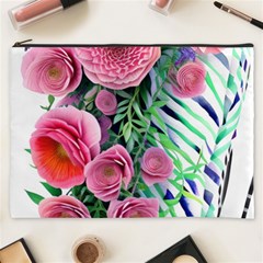 Adorned Watercolor Flowers Cosmetic Bag (xxxl) by GardenOfOphir