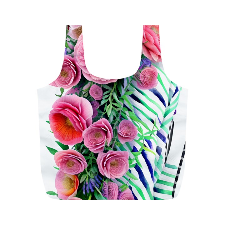 Adorned watercolor flowers Full Print Recycle Bag (M)