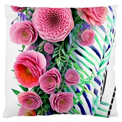 Adorned Watercolor Flowers Large Premium Plush Fleece Cushion Case (two Sides) by GardenOfOphir