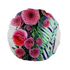 Adorned Watercolor Flowers Standard 15  Premium Flano Round Cushions by GardenOfOphir