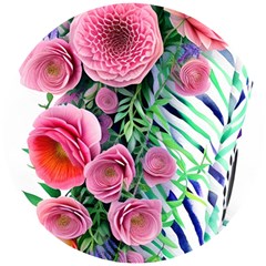 Adorned Watercolor Flowers Wooden Puzzle Round by GardenOfOphir