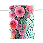 Adorned watercolor flowers Lightweight Drawstring Pouch (XL) Front