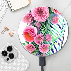 Adorned Watercolor Flowers Wireless Fast Charger(white) by GardenOfOphir